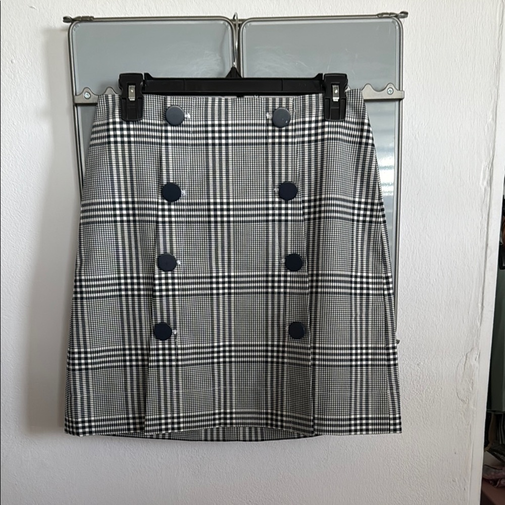 Classic Navy and White Plaid Skirt
